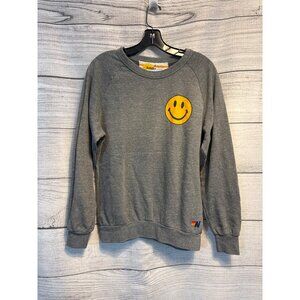 Aviator Nation Gray Sweatshirt W/ Yellow Smiley Face Graphic Size S